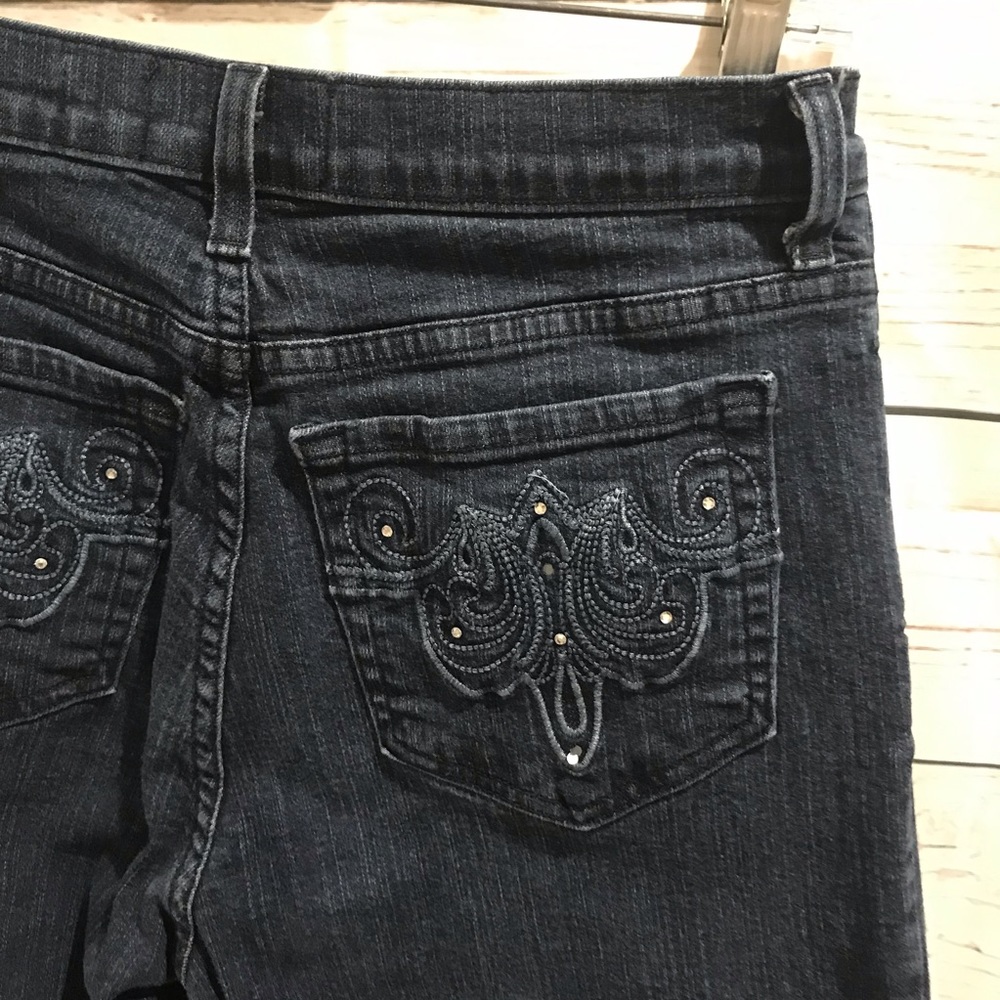 NYDJ Midrise Bootcut Dark Wash Jeans Embellished